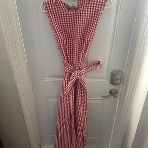 Red Gingham Sleeveless Dress